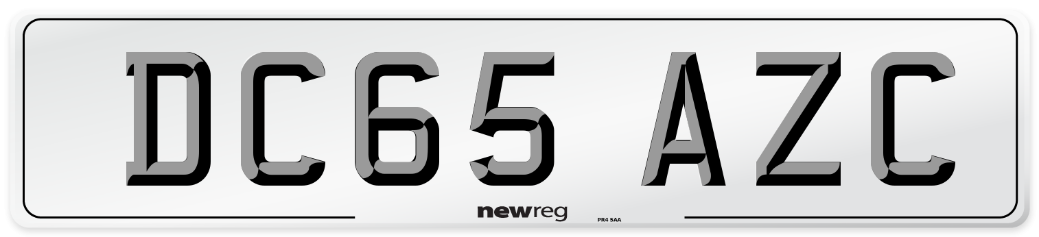 DC65 AZC Number Plate from New Reg